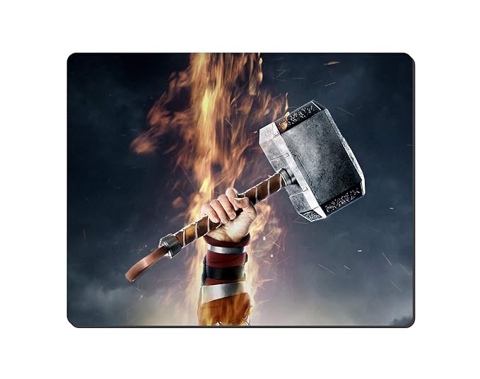 Ryca® Thor Hammer Wallpaper Printed Matt Finished Anti-Skid Non-Slip Rubber Base Mouse 
